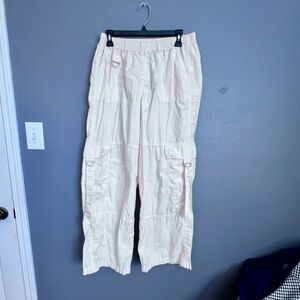 Wild Fable NWT Women's M Cargo Baggy‎ Wide Leg Utility Pants Off White Mid Rise